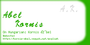 abel kornis business card